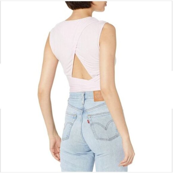 BCBGeneration Surplice Wrap Tie Knit Bodysuit Pink‎ M - Picture 2 of 5